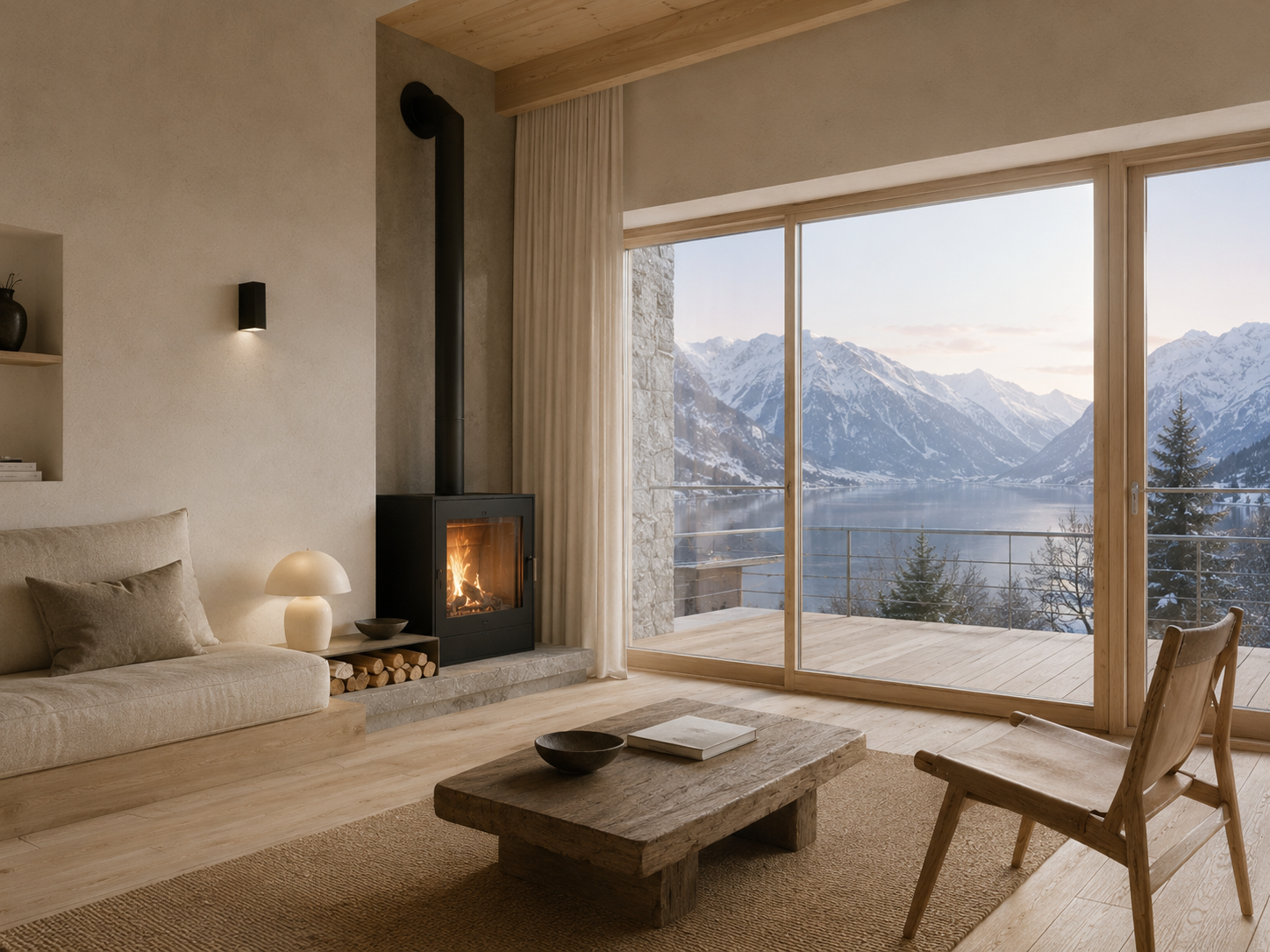 Alpines Ferienapartment in Zell am See mit Kamin und Bergpanorama &uuml;ber dem See